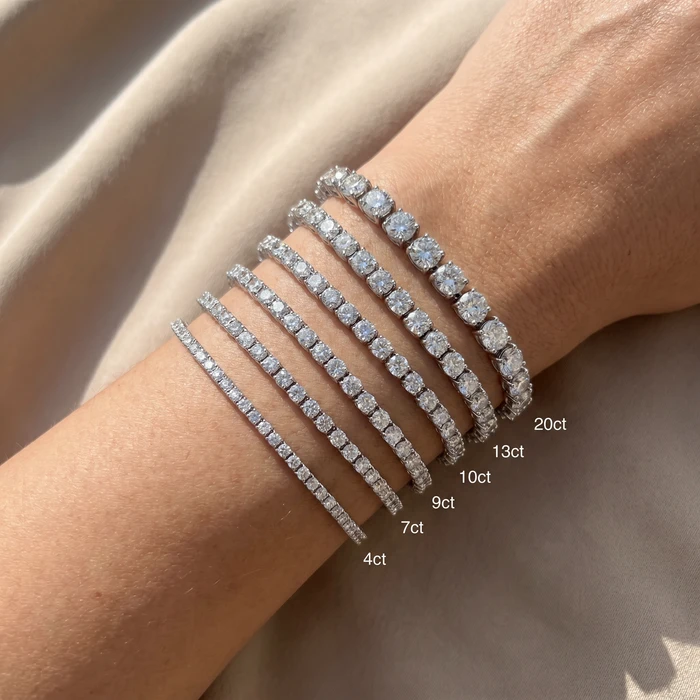 2 - 20Ct Diamond Tennis Bracelet 7" 14k Gold Lab Grown