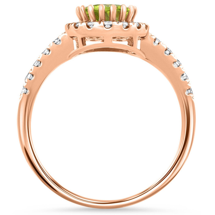 1 1/2Ct Oval Peridot Halo Diamond Ring 14k Gold Lab Grown