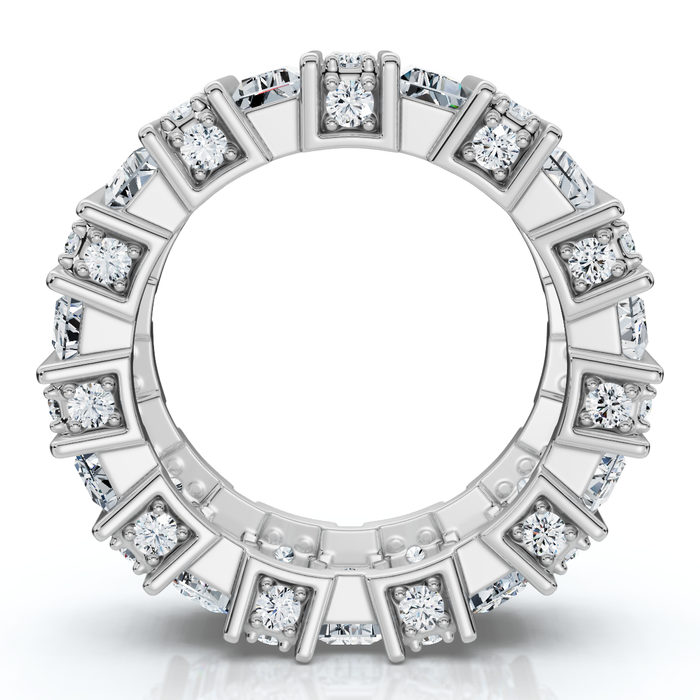6 Ct Emerald Cut Designer Wide Diamond Eternity Wedding Ring 14k Gold Lab Grown