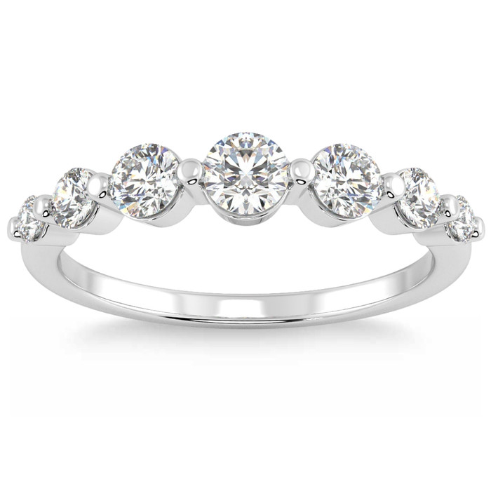 3/4Ct Graduated Diamond Anniversary Wedding Ring 14k Gold Lab Grown