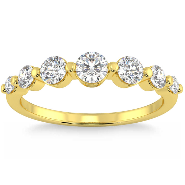 3/4Ct Graduated Diamond Anniversary Wedding Ring 14k Gold Lab Grown