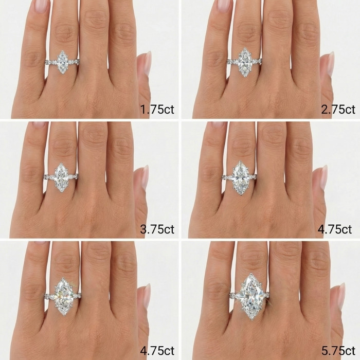Certified 1.75-5.75Ct Marquise Diamond Engagement Ring 14k or Platinum Lab Grown