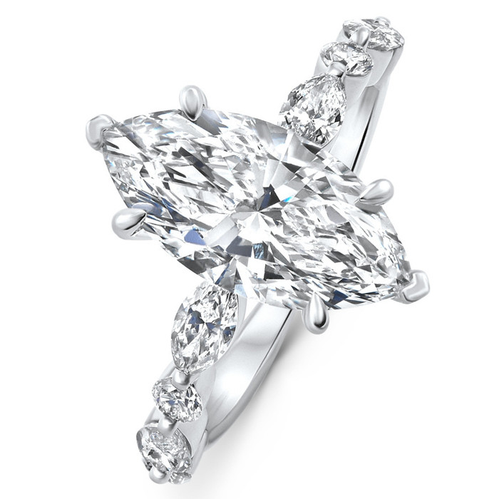 Certified 1.75-5.75Ct Marquise Diamond Engagement Ring 14k or Platinum Lab Grown