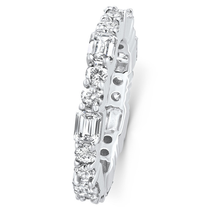 3Ct Emerald & Round Cut Diamond Eternity Wedding Ring 14k Gold Lab Grown 3Ct Emerald & Round Cut Diamond Eternity Wedding Ring 14k Gold Lab Grown