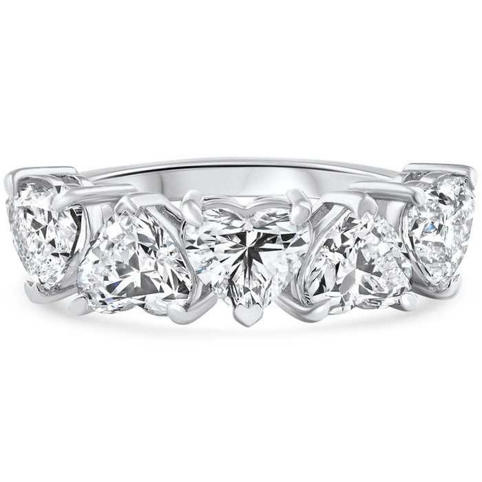 3 3/4Ct Heart Shape Diamond Five Stone Wedding Ring 14k Gold Lab Grown