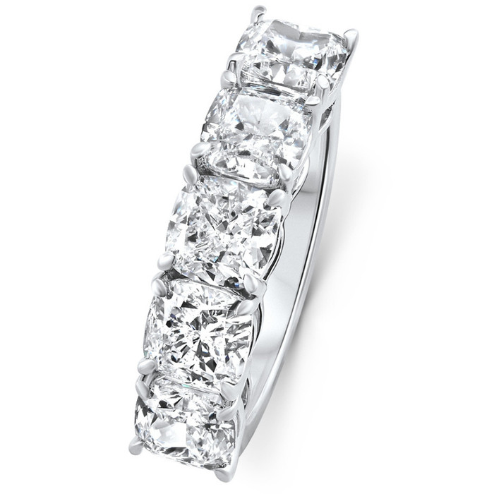 1 - 3 1/2 Ct Cushion Cut Diamond 5-Stone Wedding Ring 14k Gold Lab Grown