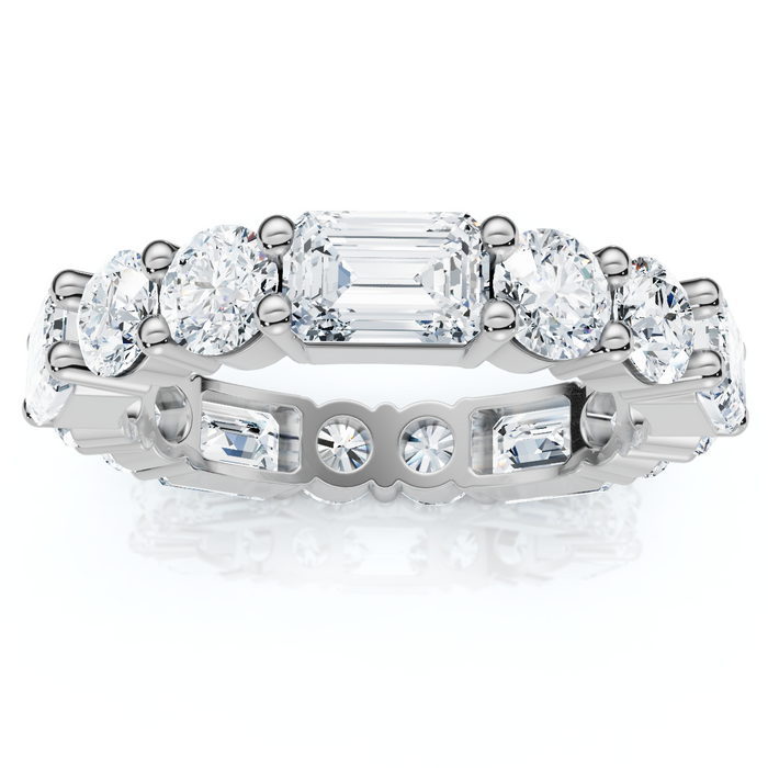 5 3/4 Ct Emerald & Round Diamond Eternity Ring 14k Gold Lab Grown Stackable Band