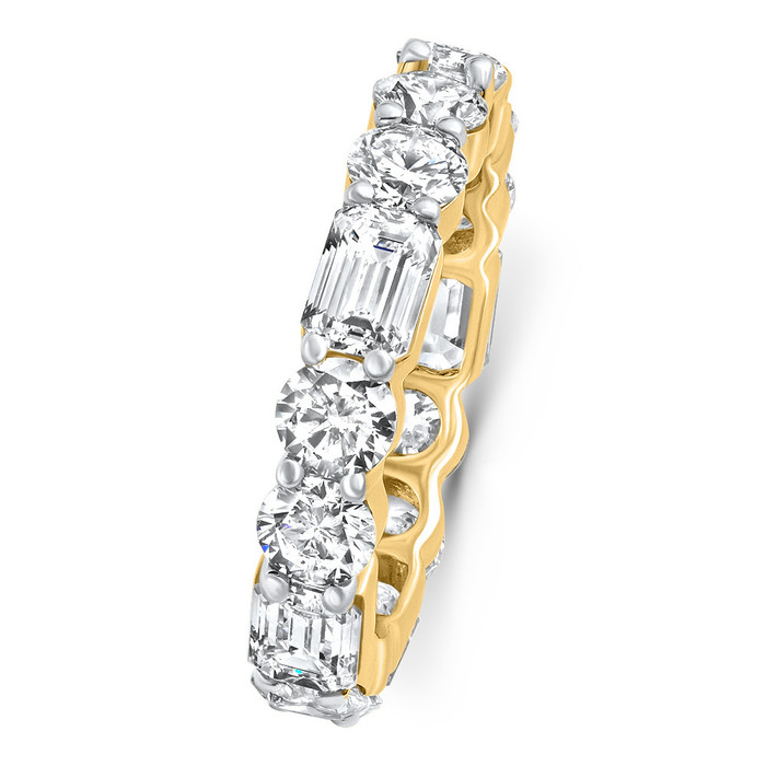 5 3/4 Ct Emerald & Round Diamond Eternity Ring 14k Gold Lab Grown Stackable Band