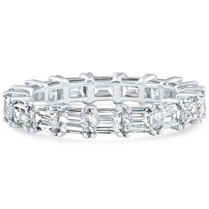 3 - 6 Ct East West Emerald Cut Diamond Eternity Wedding Ring 14k Gold Lab Grown