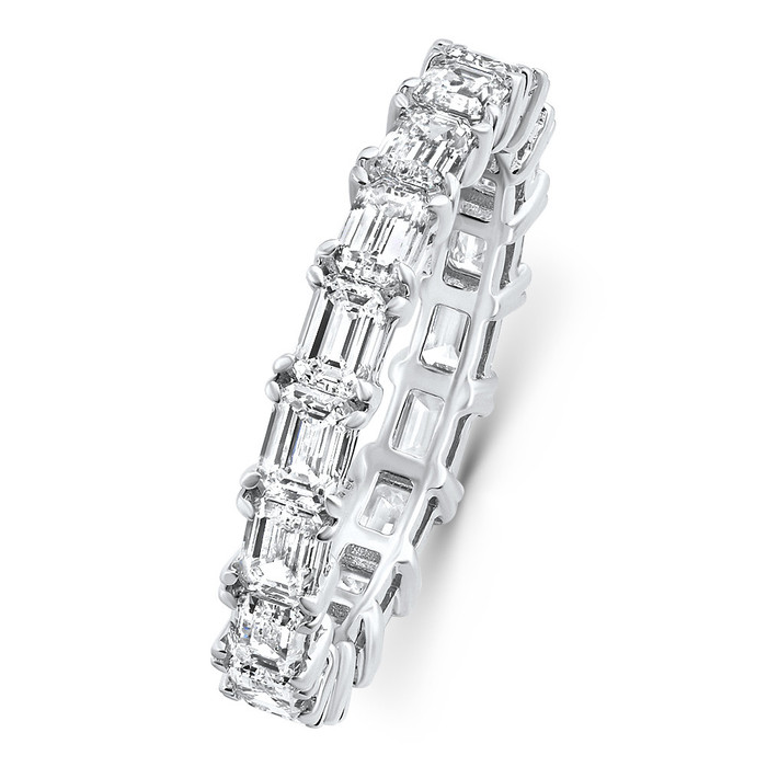 3 - 6 Ct East West Emerald Cut Diamond Eternity Wedding Ring 14k Gold Lab Grown