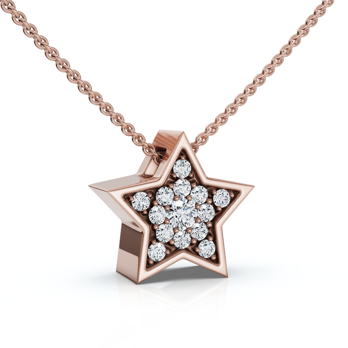 Dainty Diamond Star Pendant in 14k White, Yellow, or Rose Gold Necklace