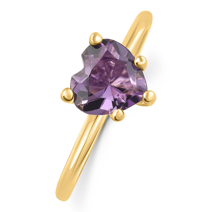 Amethyst Solitaire Ring 14k White or Yellow Gold 6MM Amethyst Solitaire Ring 14k White or Yellow Gold 6MM
