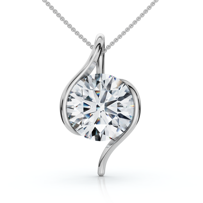 Certified 3Ct Diamond Molly Pendant 14k Gold Necklace 18" Lab Grown