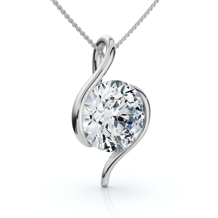 Certified 3Ct Diamond Molly Pendant 14k Gold Necklace 18" Lab Grown