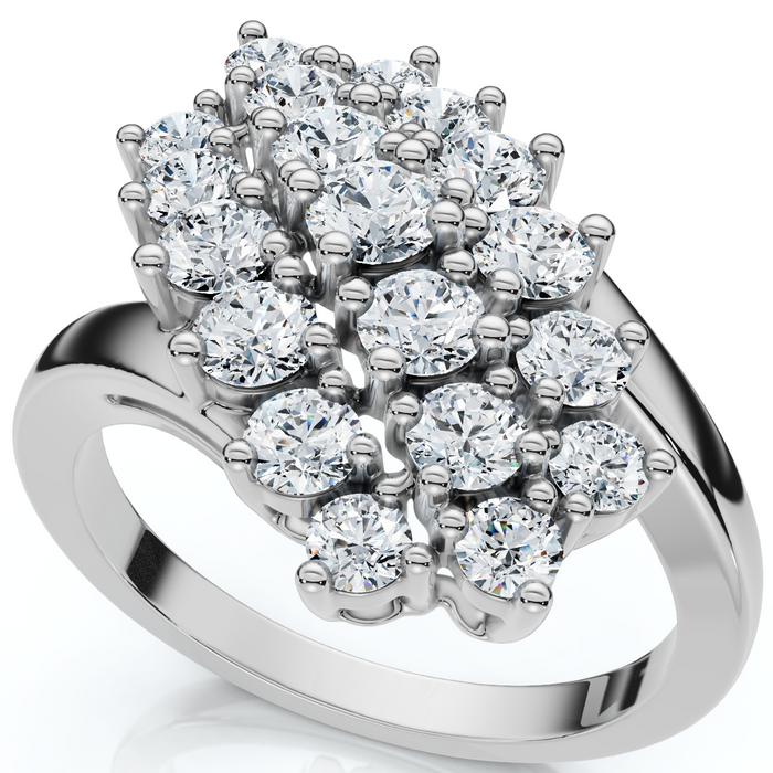 Astra 1Ct Diamond Cluster Cocktail Waterfall Fashion Ring 10K Gold Lab Grown