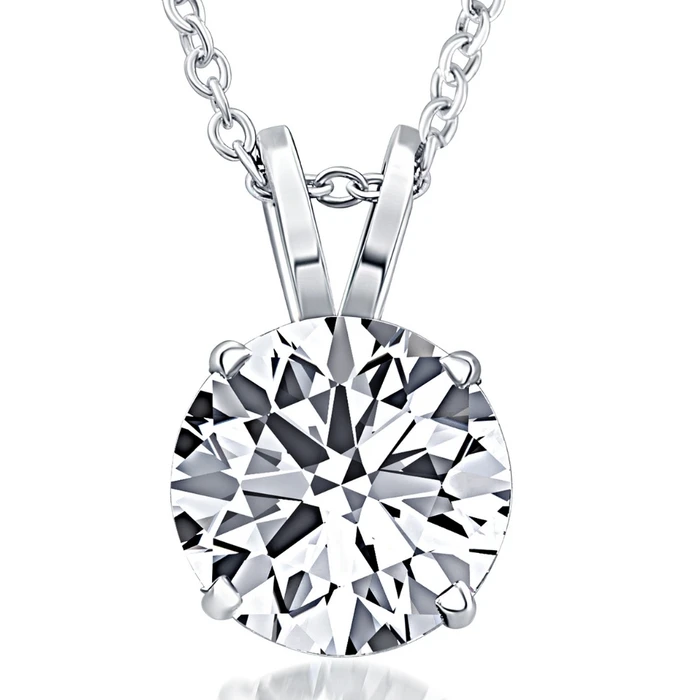 Certified 3Ct Diamond Pendant 14k White Gold Lab Grown Necklace