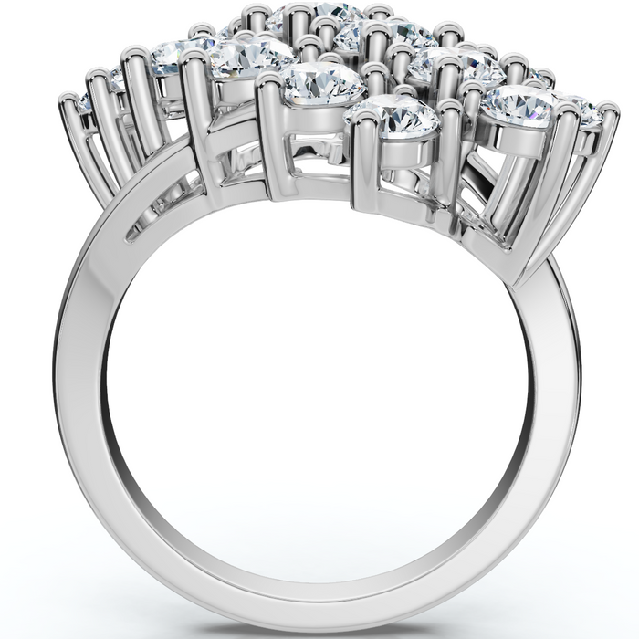 Astra 3Ct Diamond Cluster Cocktail Waterfall Ring Gold Lab Grown