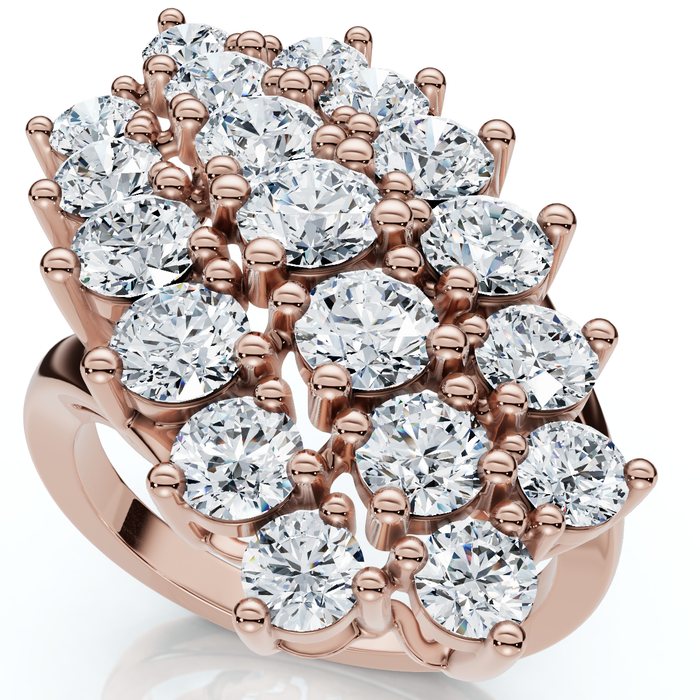 Astra 3Ct Diamond Cluster Cocktail Waterfall Ring Gold Lab Grown