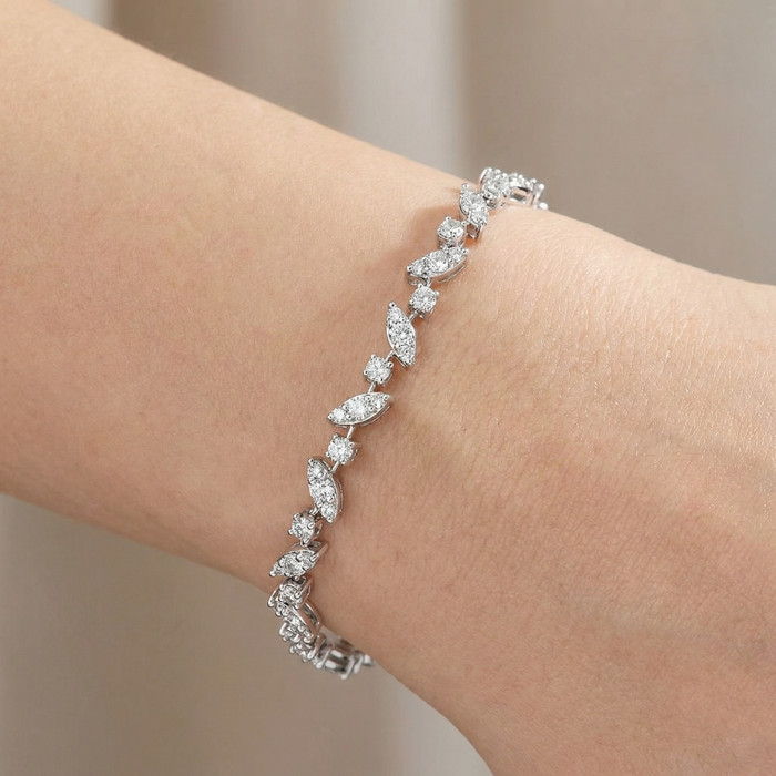 3.70Ct 14k White Gold Diamond Tennis Bracelet 7" Lab Grown