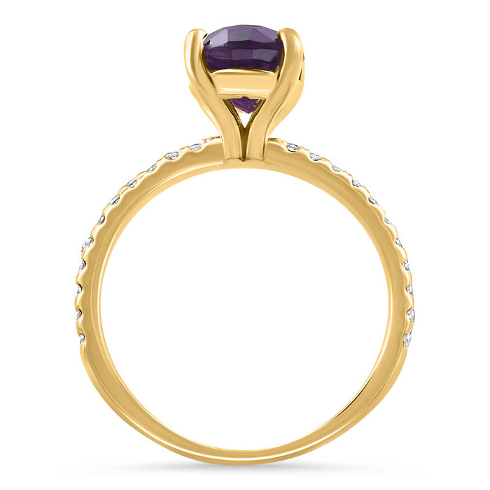 2Ct Amethyst & Diamond Anniversary Engagement Ring 10k Gold Lab Grown
