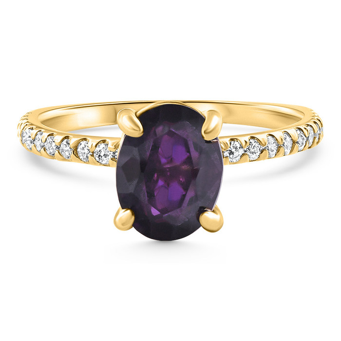 2Ct Amethyst & Diamond Anniversary Engagement Ring 10k Gold Lab Grown