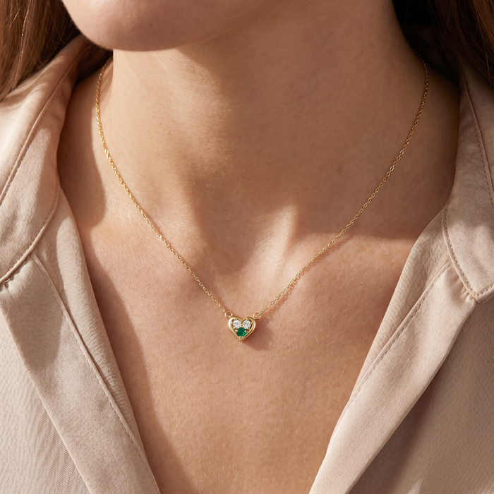 1/2Ct Heart Shape Emerald & Diamond Pendant 10k Gold Women's Necklace lab Grown