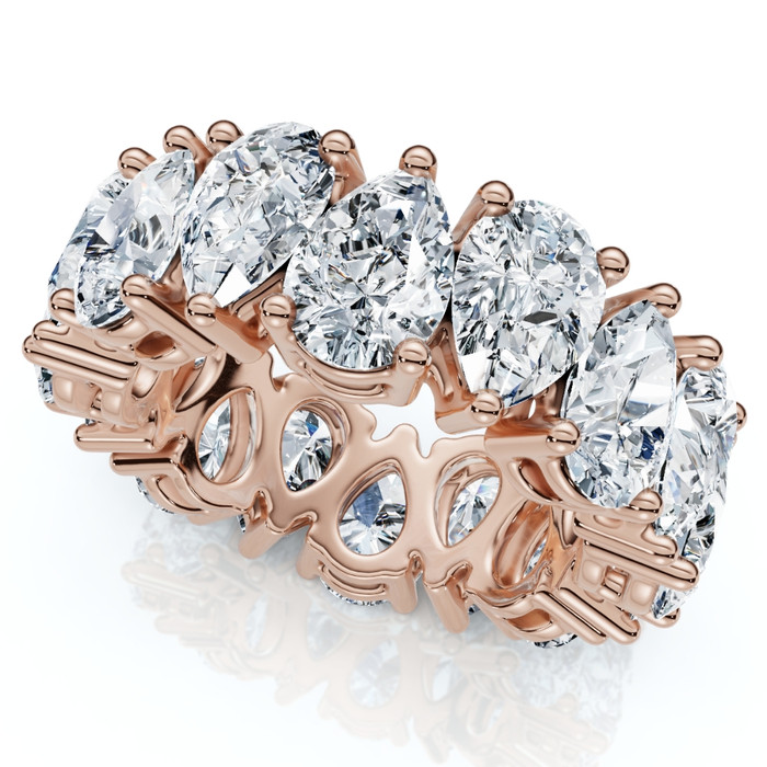 5.10Ct Pear Shape Diamond Eternity Womens Ring 14k Gold Lab Grown Stackable Band