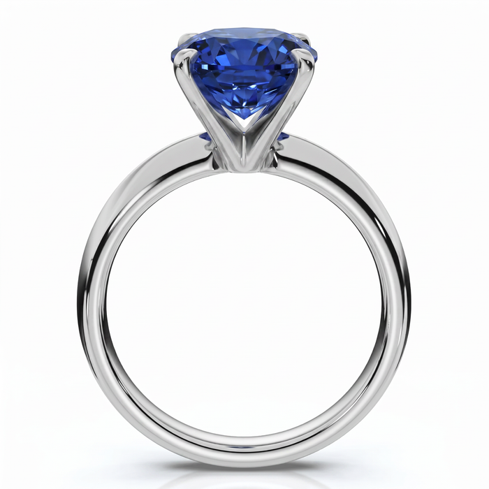 Certified 3.86Ct Blue Sapphire Elongated Cushion Engagement Ring Gold Lab Grown