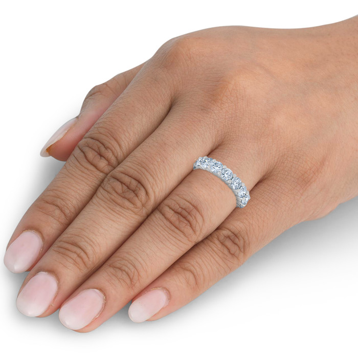 5 Ct Lab Grown Diamond Eternity Ring Womens Wedding Band 14K White Gold