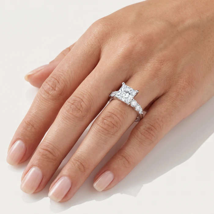 Certified Aurea 2 2/3Ct Princess Diamond Engagement Ring 14k Gold Lab Grown