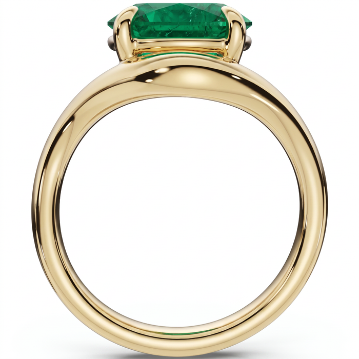 Certified 2.60Ct Emerald Oval Silhouette Ring 14k Gold Lab Grown