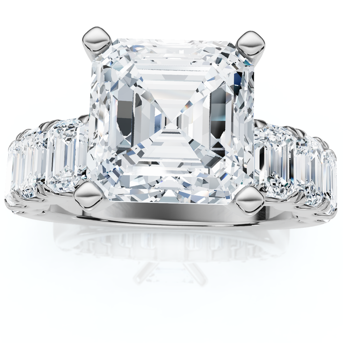 Certified Elara 5.5Ct Asscher & Emerald Diamond Engagement 14k Gold Lab Grown