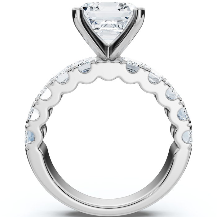 Certified Elara 5.5Ct Asscher & Emerald Diamond Engagement 14k Gold Lab Grown