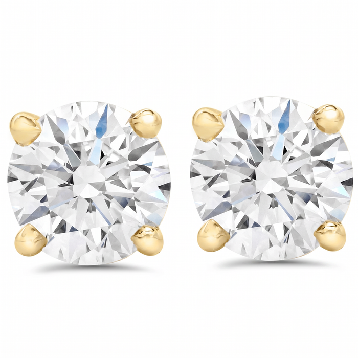Certified 1/2Ct TW Natural Diamond Screw Back Studs Gold Earrings