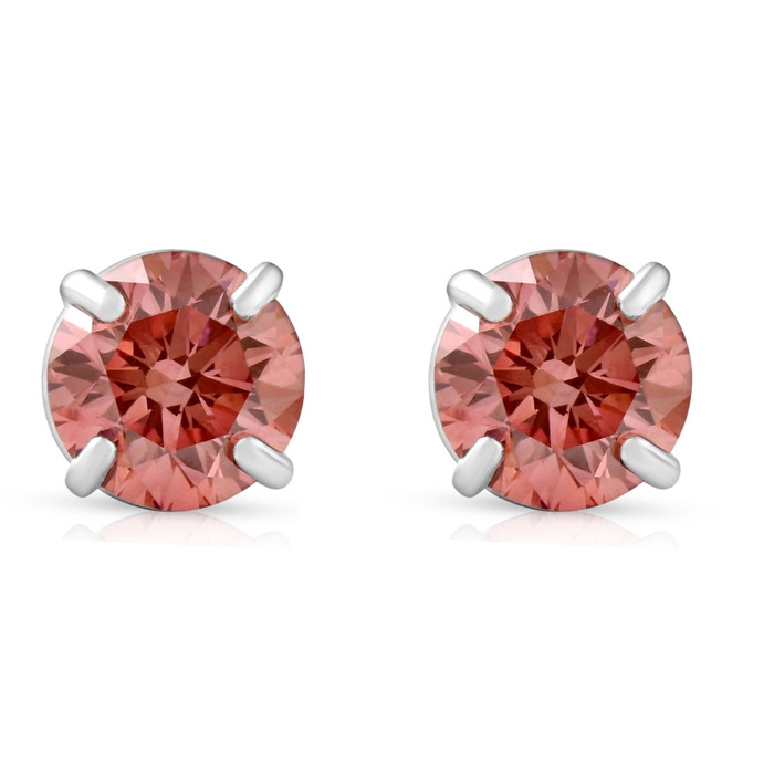 3/8Ct Pink Lab Grown Diamond Screw Back Studs Earrings 14K White Gold