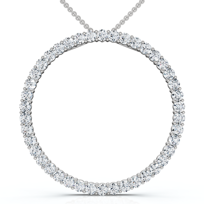1Ct Circle Diamond Pendant White Gold Necklace Lab Grown