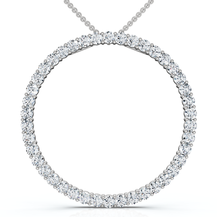 1Ct Circle Diamond Pendant White Gold Necklace Lab Grown