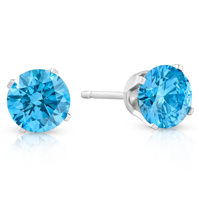 1 Ct T.W. Blue Lab Grown Diamond Studs 14K White Gold Earrings 1 Ct T.W. Blue Lab Grown Diamond Studs 14K White Gold Earrings