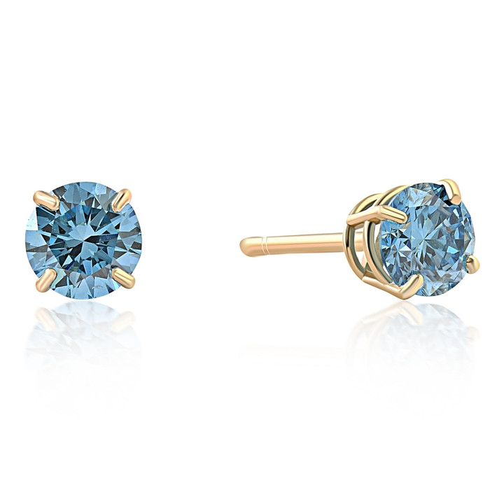 1/2ct Blue Lab Grown Diamond Studs 14K Yellow Gold Earrings 1/2ct Blue Lab Grown Diamond Studs 14K Yellow Gold Earrings