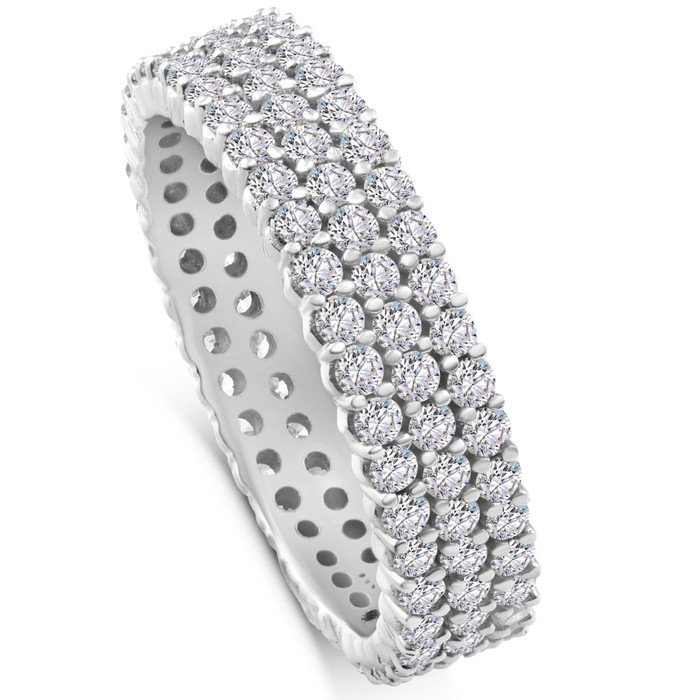 3 1/2ct 3-Row Lab Grown Diamond Eternity Ring 14K White Gold