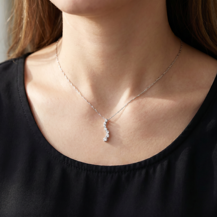 1/2 Ct Lab Grown Diamond Journey Pendant in White or Yellow Gold