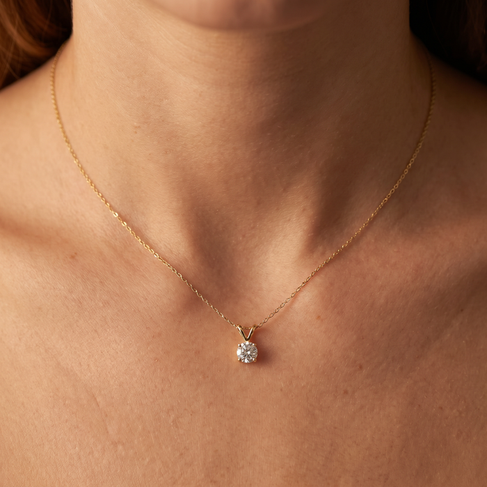 1/3 Ct Diamond Solitaire Pendant Necklace in 14k White Or Yellow Gold Lab Grown
