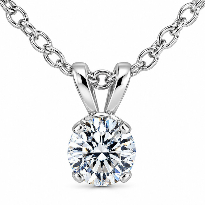 1/3 Ct Diamond Solitaire Pendant Necklace in 14k White Or Yellow Gold Lab Grown
