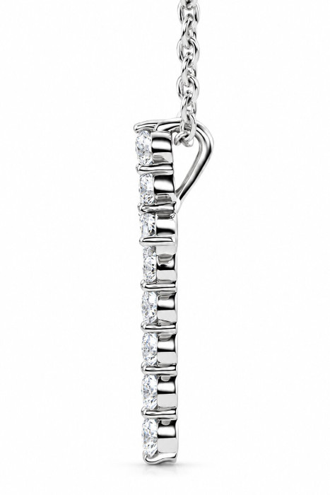 1/4 Ct Diamond Cross Pendant Necklace 18" 14k White Gold EX3 Lab Grown