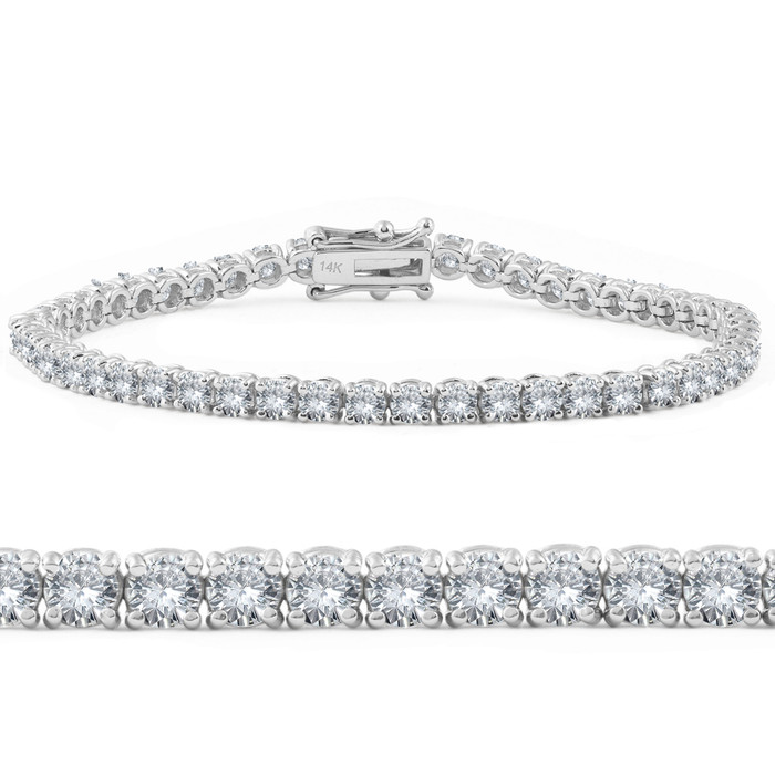 6ct EX3 Lab Grown Diamond Tennis Bracelet 18K White Gold 7 Inches