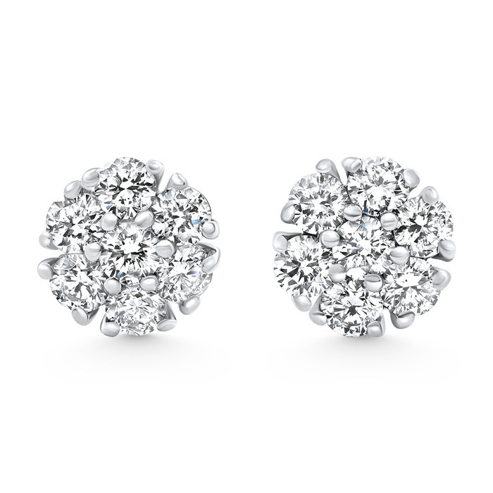 1Ct Diamond Cluster Pave Studs Screwback Earrings 14k Gold Lab Grown