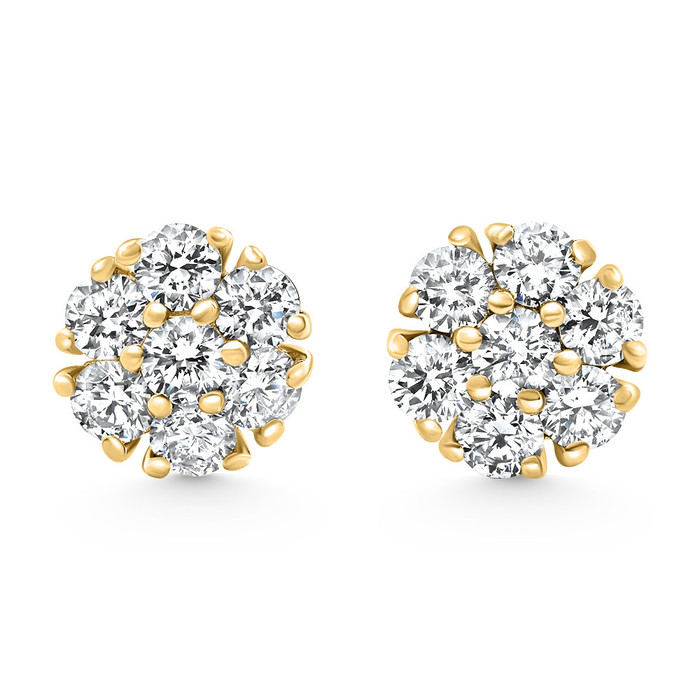 1Ct Diamond Cluster Pave Studs Screwback Earrings 14k Gold Lab Grown