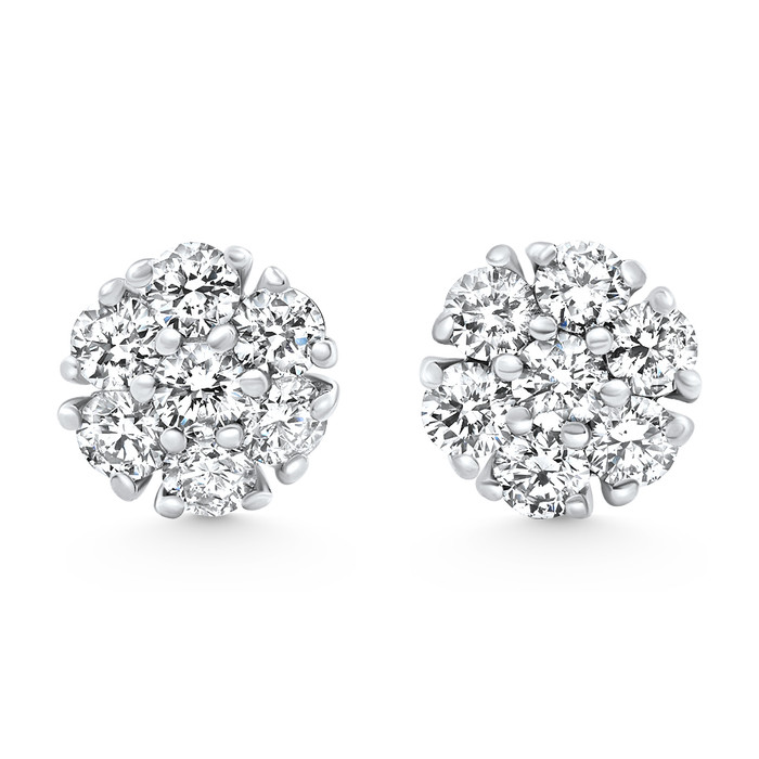 1Ct Diamond Cluster Pave Studs Screwback Earrings 14k Gold Lab Grown