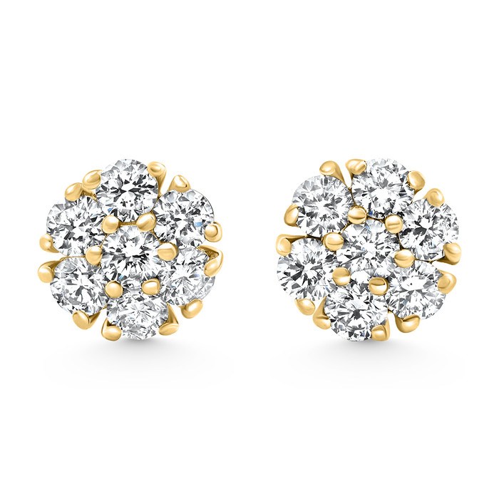 1Ct Diamond Cluster Pave Studs Screwback Earrings 14k Gold Lab Grown