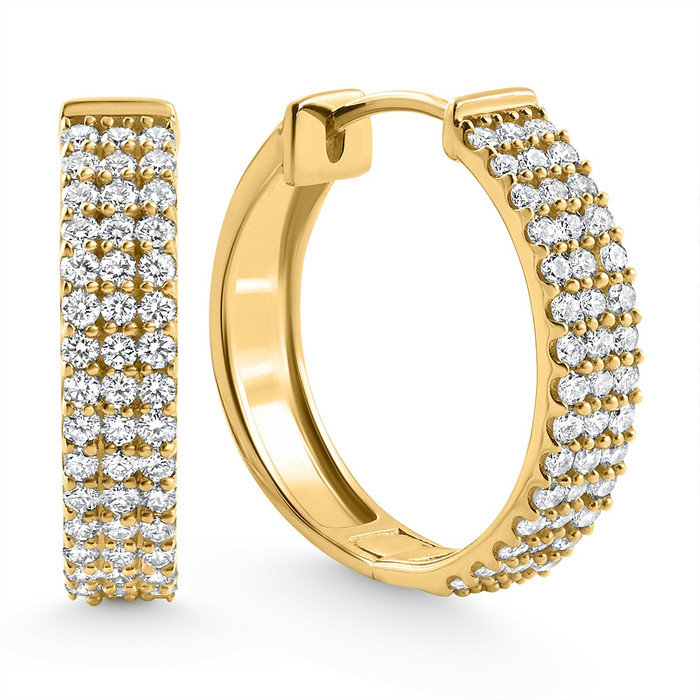 1 Ct Diamond Lab Grown Hoops Women's Earrings 10k Yellow Gold